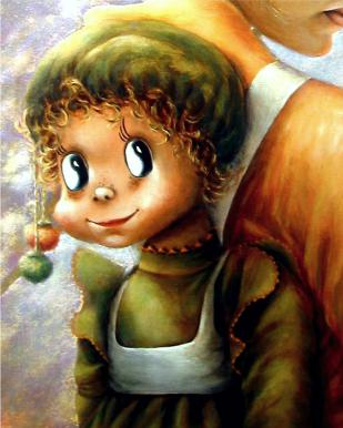Particolare del quadro catene. di Aurora Mazzoldi. La bimba.