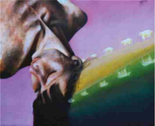 "Tra Sonno e Sogno" quadro di Aurora Mazzoldi, esempio di uso del colore dell'emozione e, più in generale, dei colori in arte introspettiva