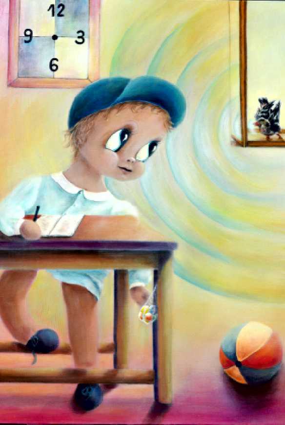 Child in School ; acrylic on canvas by Aurora Mazzoldi. An example on how to achieve goals
