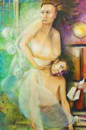 Mother 2 - Oppression acrylic painting. Aurora Mazzoldi. A painting which shows how economics and art could complement each other.