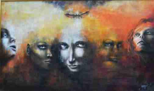 Witches - Representing some mechanisms of personality; acrylic on canvas. Aurora Mazzoldi.